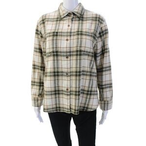 Jenni Kayne Womens Textured Long Sleeve Plaid Print Sweater Nude Size XS